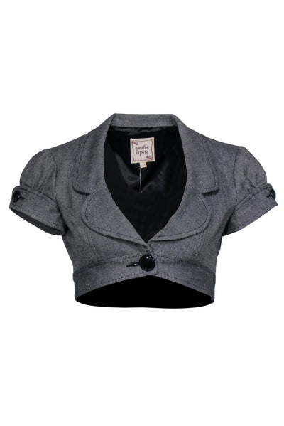 Current Boutique-Nanette Lepore - Black Speckled Ultra-Cropped Blazer Sz 0