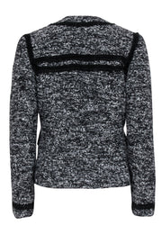 Current Boutique-Nanette Lepore - Black & Grey Boucle Tweed Blazer w/ Black Rope Trim Sz 6