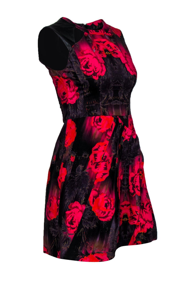 Current Boutique-Nanette Lepore - Red & Purple Floral A-Line Dress Sz 2