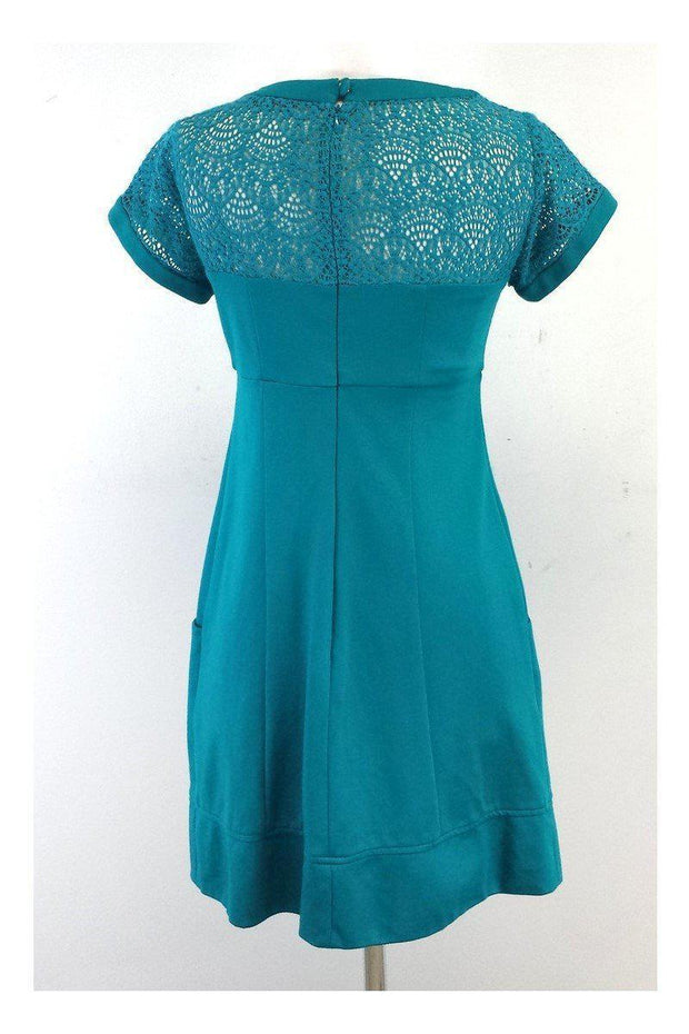Current Boutique-Nanette Lepore - Teal Crochet Short Sleeve Dress Sz 2
