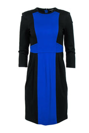 Current Boutique-Nanette Lepore - Black & Blue Paneled Cropped Sleeve Sheath Dress Sz 4