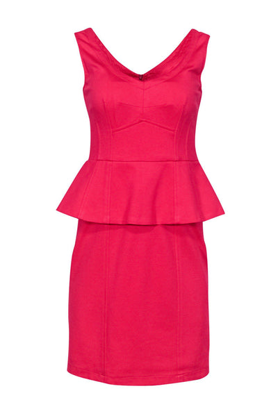 Current Boutique-Nanette Lepore - Hot Pink Cocktail Dress w/ Peplum Sz 4