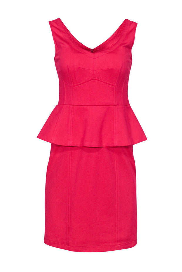 Current Boutique-Nanette Lepore - Hot Pink Cocktail Dress w/ Peplum Sz 4