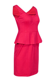 Current Boutique-Nanette Lepore - Hot Pink Cocktail Dress w/ Peplum Sz 4