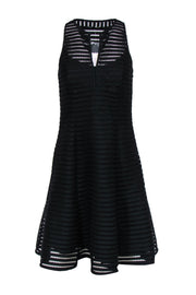 Current Boutique-Nanette Lepore - Black Mesh Netting Sleeveless A-Line Dress Sz 6