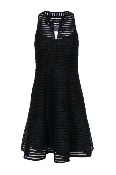 Current Boutique-Nanette Lepore - Black Mesh Netting Sleeveless A-Line Dress Sz 6
