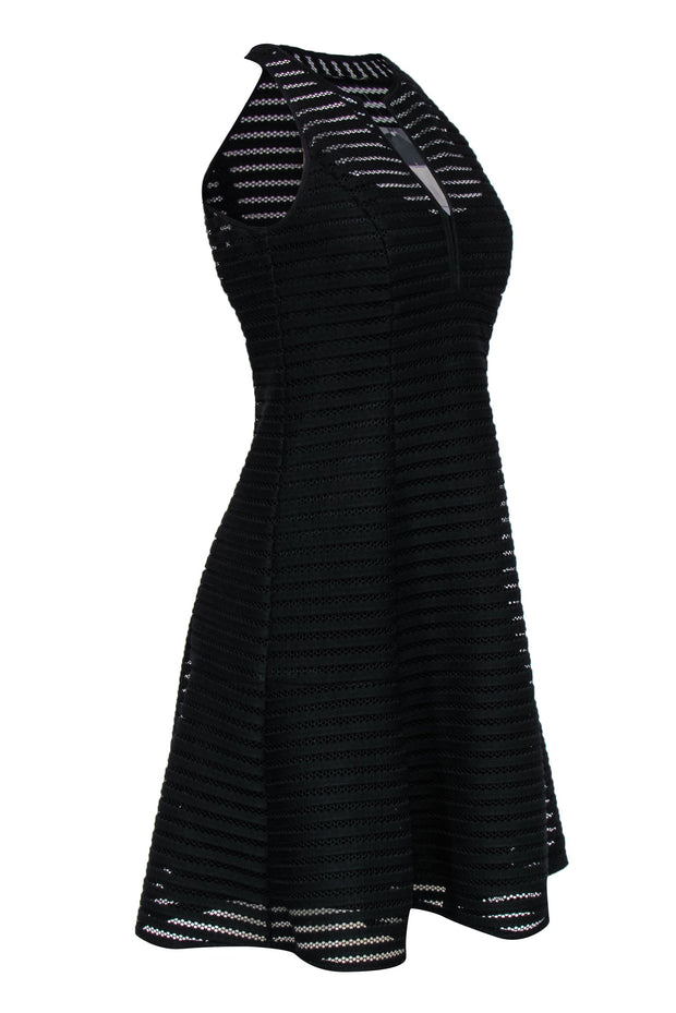 Current Boutique-Nanette Lepore - Black Mesh Netting Sleeveless A-Line Dress Sz 6
