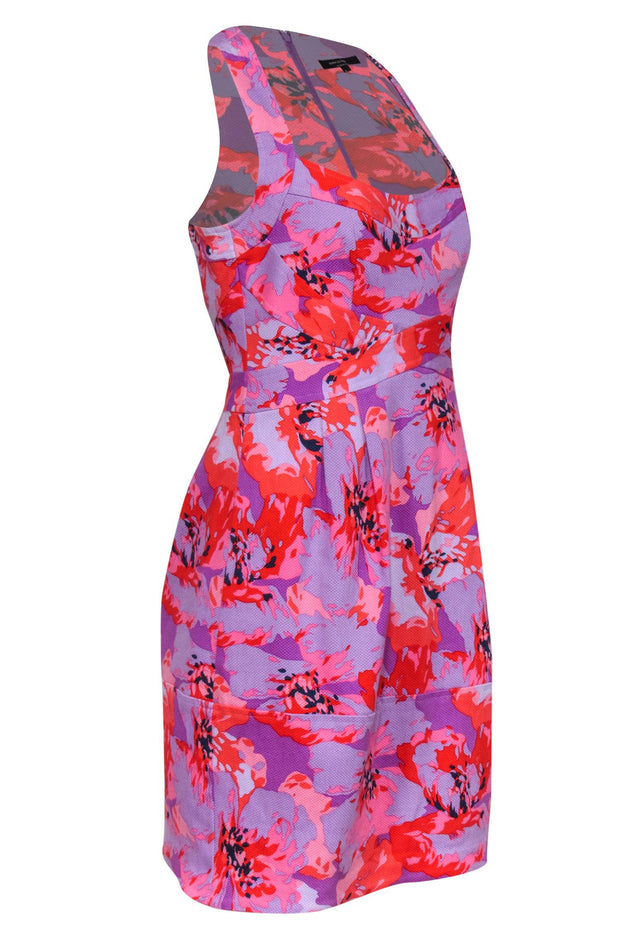 Current Boutique-Nanette Lepore - Purple & Pink Floral Print Sleeveless A-Line Dress Sz 6