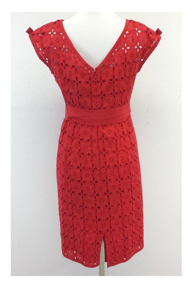 Current Boutique-Nanette Lepore - Red Eyelet Floral Short Sleeve Dress Sz 6