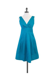 Current Boutique-Nanette Lepore - Turquoise Pleated Cotton Dress Sz 2