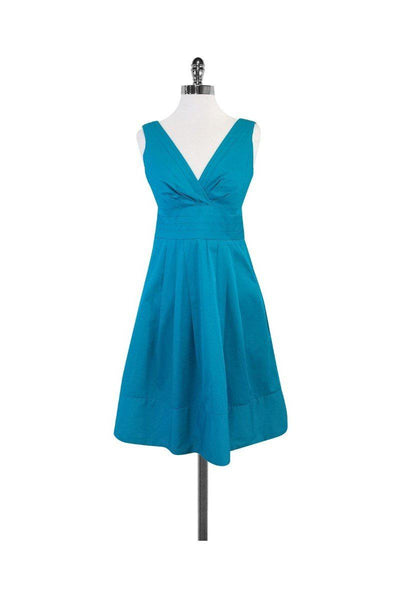 Current Boutique-Nanette Lepore - Turquoise Pleated Cotton Dress Sz 2