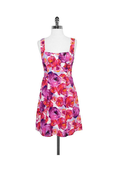 Current Boutique-Nanette Lepore - Pink & Purple Floral Print Silk Dress Sz 4
