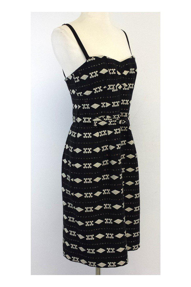 Current Boutique-Nanette Lepore - Black & Cream Print Cotton Blend Dress Sz 6