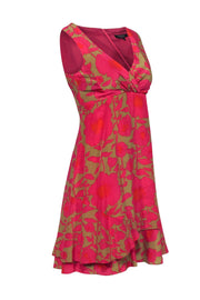 Current Boutique-Nanette Lepore -Hot Pink & Olive Poppy Floral Print Sleeveless Dress Sz 6