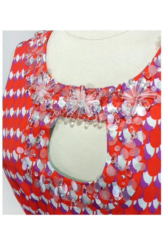 Current Boutique-Nanette Lepore - Orange & Purple Geo Print Cotton Dress Sz 8