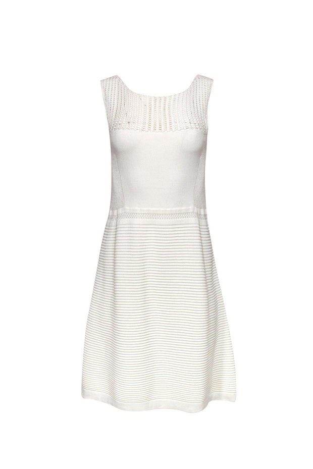 Current Boutique-Nanette Lepore - Cream Sleeveless Knit Fit & Flare Dress Sz L
