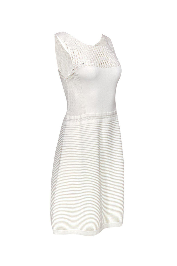 Current Boutique-Nanette Lepore - Cream Sleeveless Knit Fit & Flare Dress Sz L