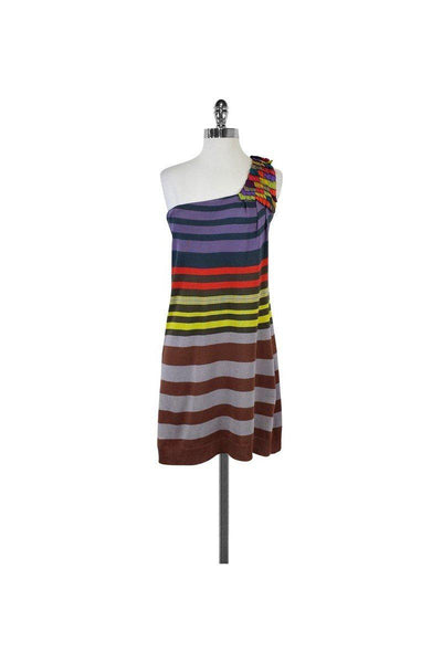 Current Boutique-Nanette Lepore - Striped One Shoulder Dress Sz S