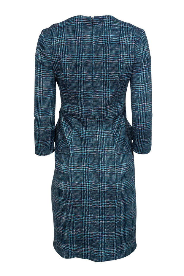 Current Boutique-Nanette Lepore - Teal Plaid Peplum Dress Sz 4