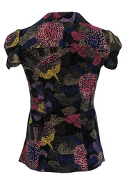 Current Boutique-Nanette Lepore - Black & Multicolor Speckled Collared Cap Sleeve Top Sz 2