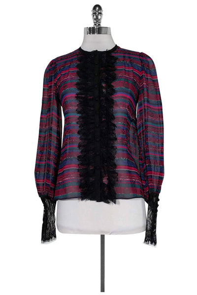Current Boutique-Nanette Lepore - Multicolor Semi Sheer Blouse Sz 2