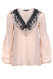 Current Boutique-Nanette Lepore - Blush Pink w/ Black Embroidery & Beading Neckline Sz 2