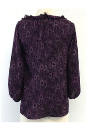 Current Boutique-Nanette Lepore - Purple Feather Print Silk Blouse Sz 0