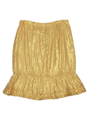 Current Boutique-Nanette Lepore - Gold Silk Metallic Skirt Sz 0