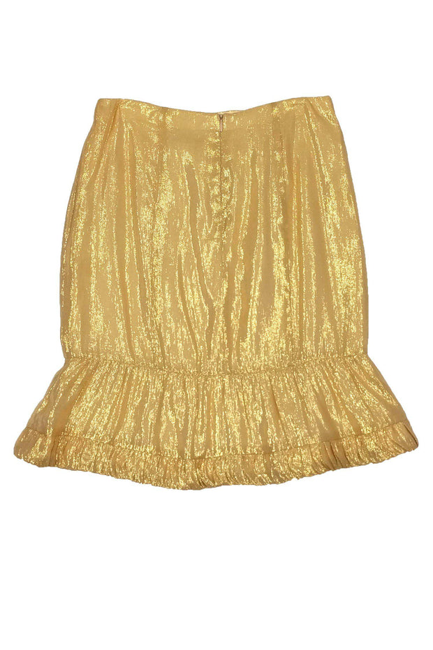 Current Boutique-Nanette Lepore - Gold Silk Metallic Skirt Sz 0
