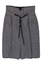 Current Boutique-Nanette Lepore - Gray High Waisted Skirt w/ Lace-Up Design & Buttons Sz 0