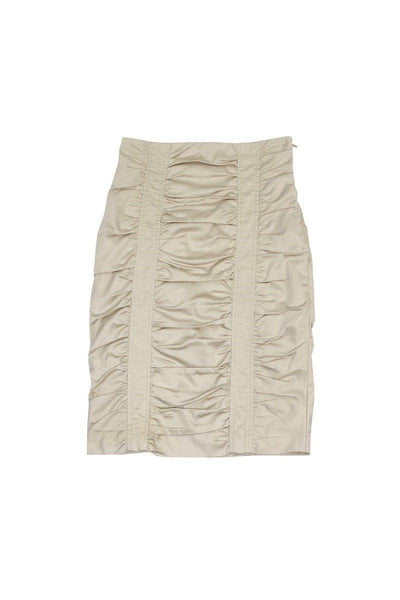 Current Boutique-Nanette Lepore - Nude Ruched Pencil Skirt Sz 2