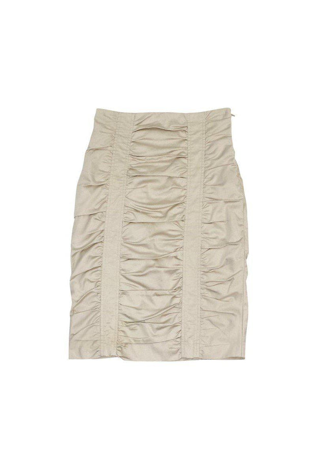 Current Boutique-Nanette Lepore - Nude Ruched Pencil Skirt Sz 2