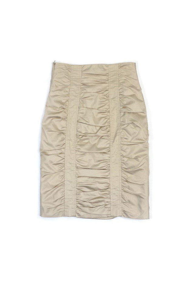 Current Boutique-Nanette Lepore - Nude Ruched Pencil Skirt Sz 2