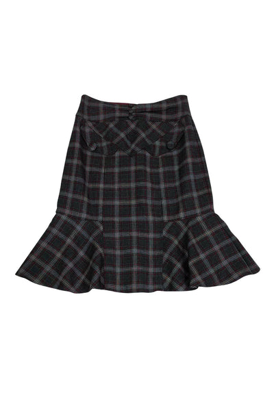 Current Boutique-Nanette Lepore - Grey Plaid Trumpet Skirt Sz 4