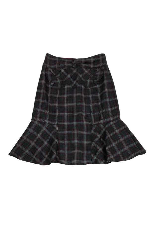 Current Boutique-Nanette Lepore - Grey Plaid Trumpet Skirt Sz 4