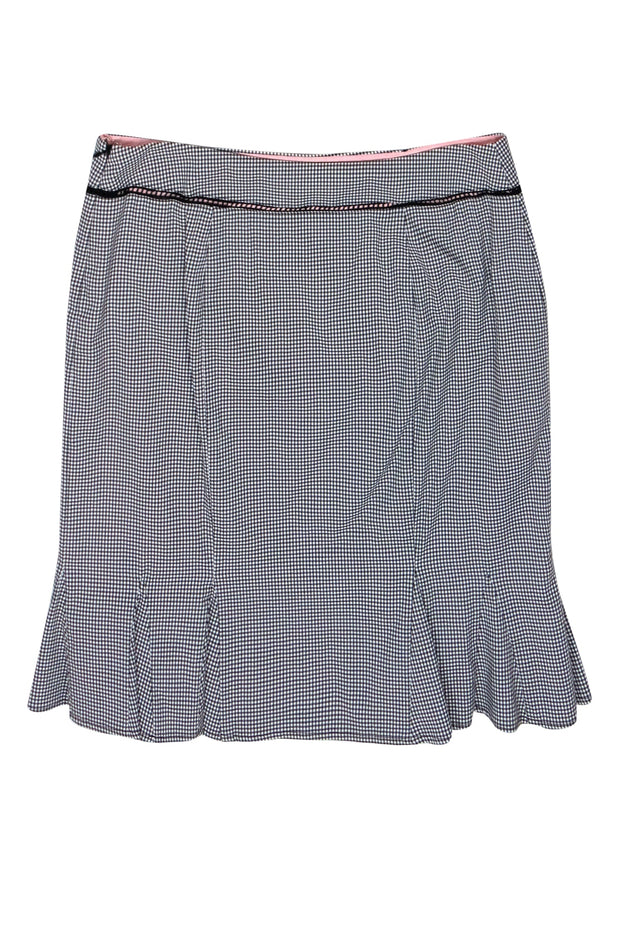 Current Boutique-Nanette Lepore - Black & White Checkered Pencil Skirt w/ Eyelet Trim & Bows Sz 6