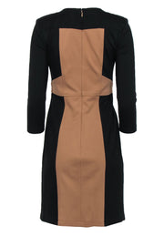 Current Boutique-Nanette Lepore - Black & Brown Paneled Three-Quarter Sleeve Sheath Dress Sz 2