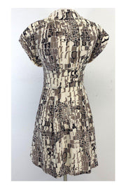 Current Boutique-Nanette Lepore - Cream & Tan Print Button-Up Dress Sz 2