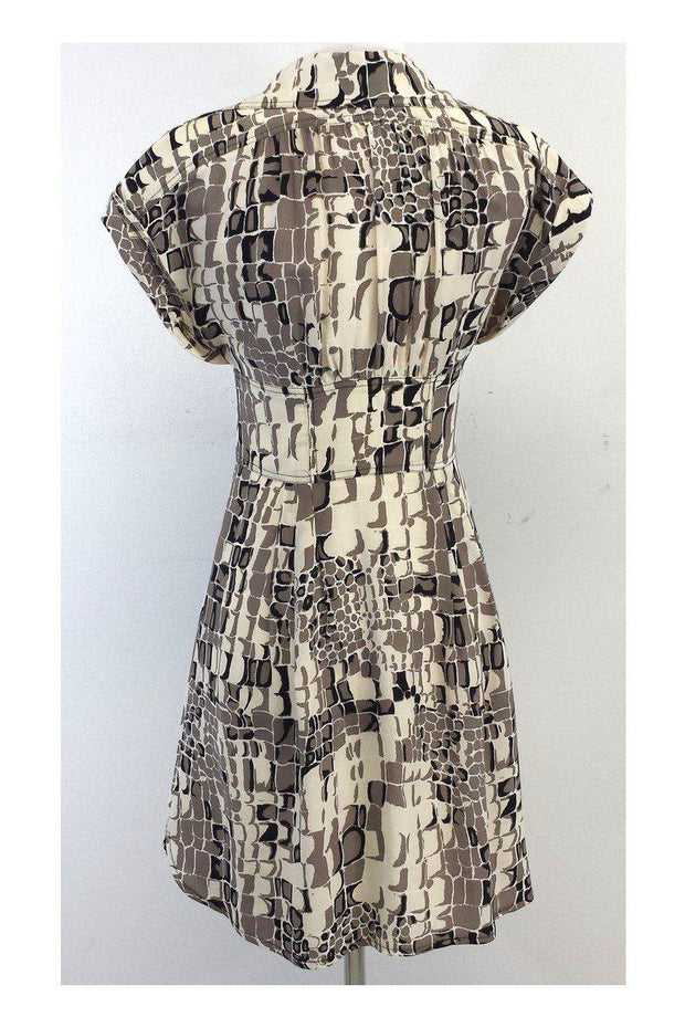 Current Boutique-Nanette Lepore - Cream & Tan Print Button-Up Dress Sz 2