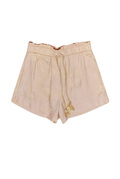 Current Boutique-Nanushka - Blush Pink "Lora" Satin Rose Drawstring Shorts Sz M