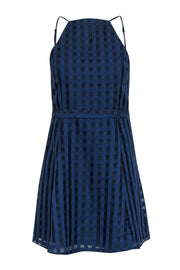Current Boutique-NBD - Blue Metallic Checked A-Line Dress Sz 4