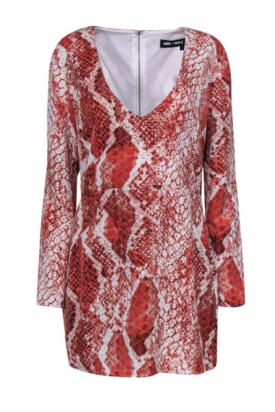 Current Boutique-NBD - Blush Snakeskin Plunging Neckline Dress Sz L