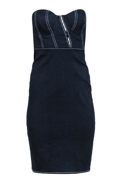 Current Boutique-NBD - Navy Bustier Style Strapless Dress w/ Contrast Stitching Sz S