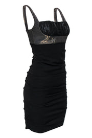 Current Boutique-Nicole Miller - Black & Gold Ruched Empire Waist Bodycon Dress Sz 4