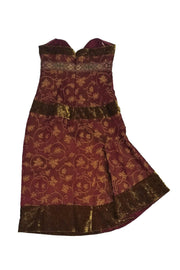 Current Boutique-Nicole Miller - Red & Gold Strapless Dress Sz 8