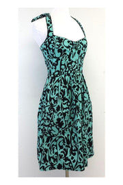 Current Boutique-Nicole Miller - Blue & Black Print Cotton Halter Dress Sz 4