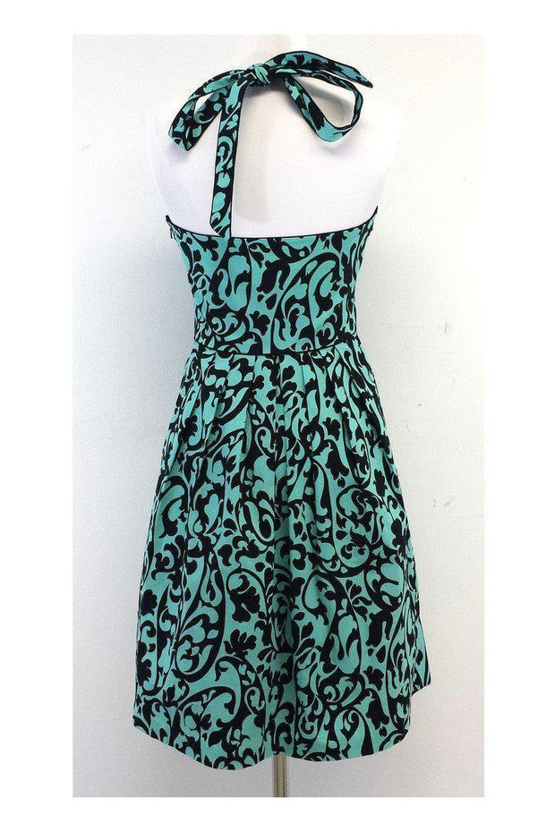 Current Boutique-Nicole Miller - Blue & Black Print Cotton Halter Dress Sz 4