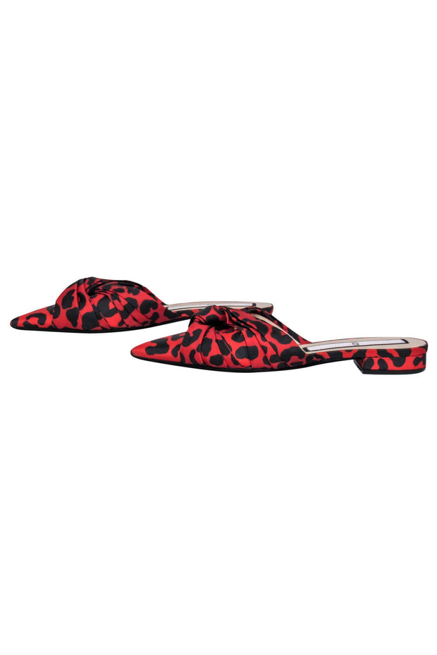 Current Boutique-No. 21 - Red & Black Leopard Print Pointed Toe Mules Sz 9.5