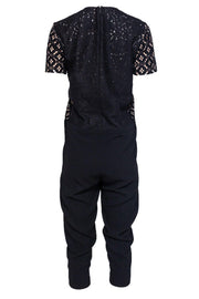Current Boutique-No. 21 - Black Eyelet Lace Jumpsuit w/ Blush Pink Underlay Sz 2