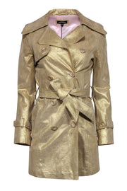 Current Boutique-NOL - Gold Metallic Classic Trench Coat Sz XS